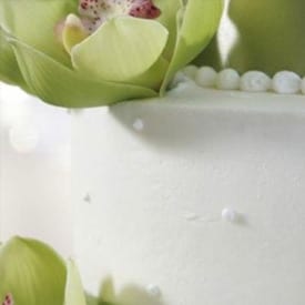 close up of wedding cake tier